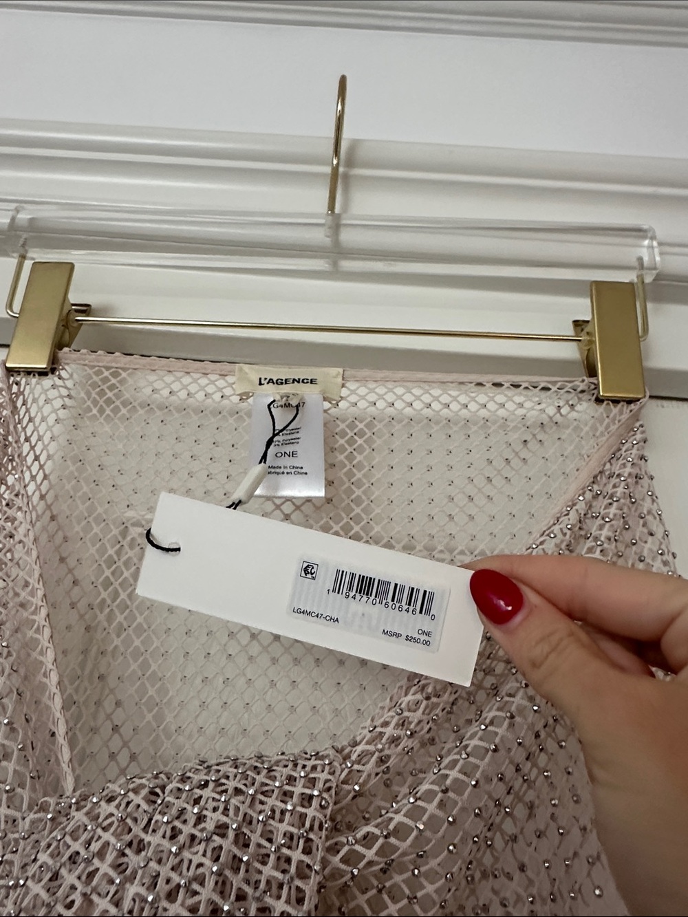 L'AGENCE Crystal-Embellished Sheer sarong in champagne - Picture 2 of 2